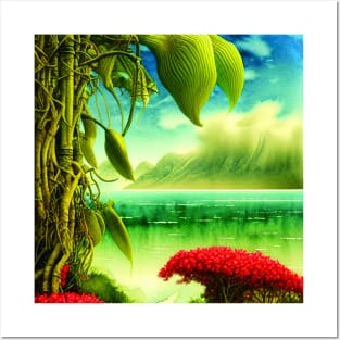 Magical Landscape featuring Sea and Plants Posters and Art